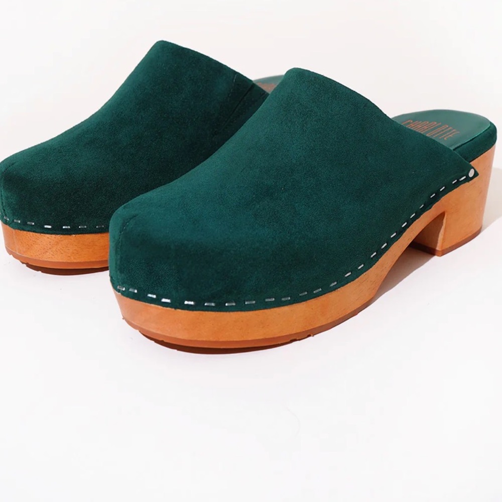 Charlotte Stone Martini Clog in Emerald green. Women’s size 9. Worn once!!